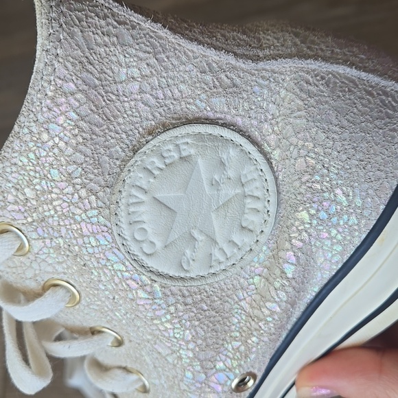 Converse Ivory Iridescent Animal Skin Print High Top Sneakers - Picture 8 of 11